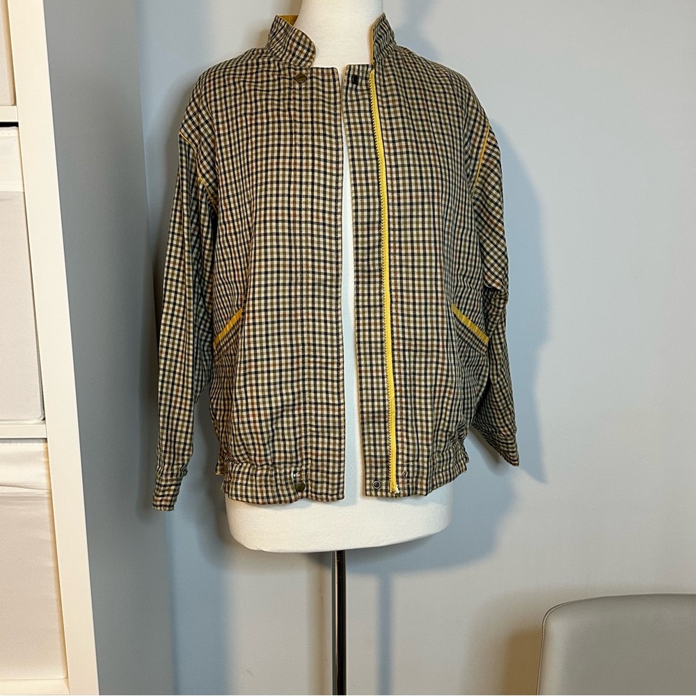 Vintage Reversible Mustard Yellow & Checker Harrington Jacket